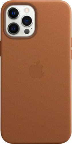 Apple - iPhone 12 Pro Max Leather Case with MagSafe - Saddle Brown-Front_Standard