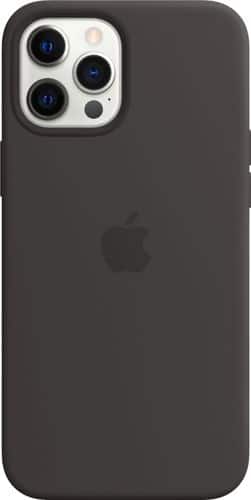 Apple - iPhone 12 Pro Max Leather Case with MagSafe - Black-Front_Standard