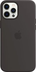 Apple - iPhone 12 Pro Max Silicone Case with MagSafe - Black - Front_Zoom