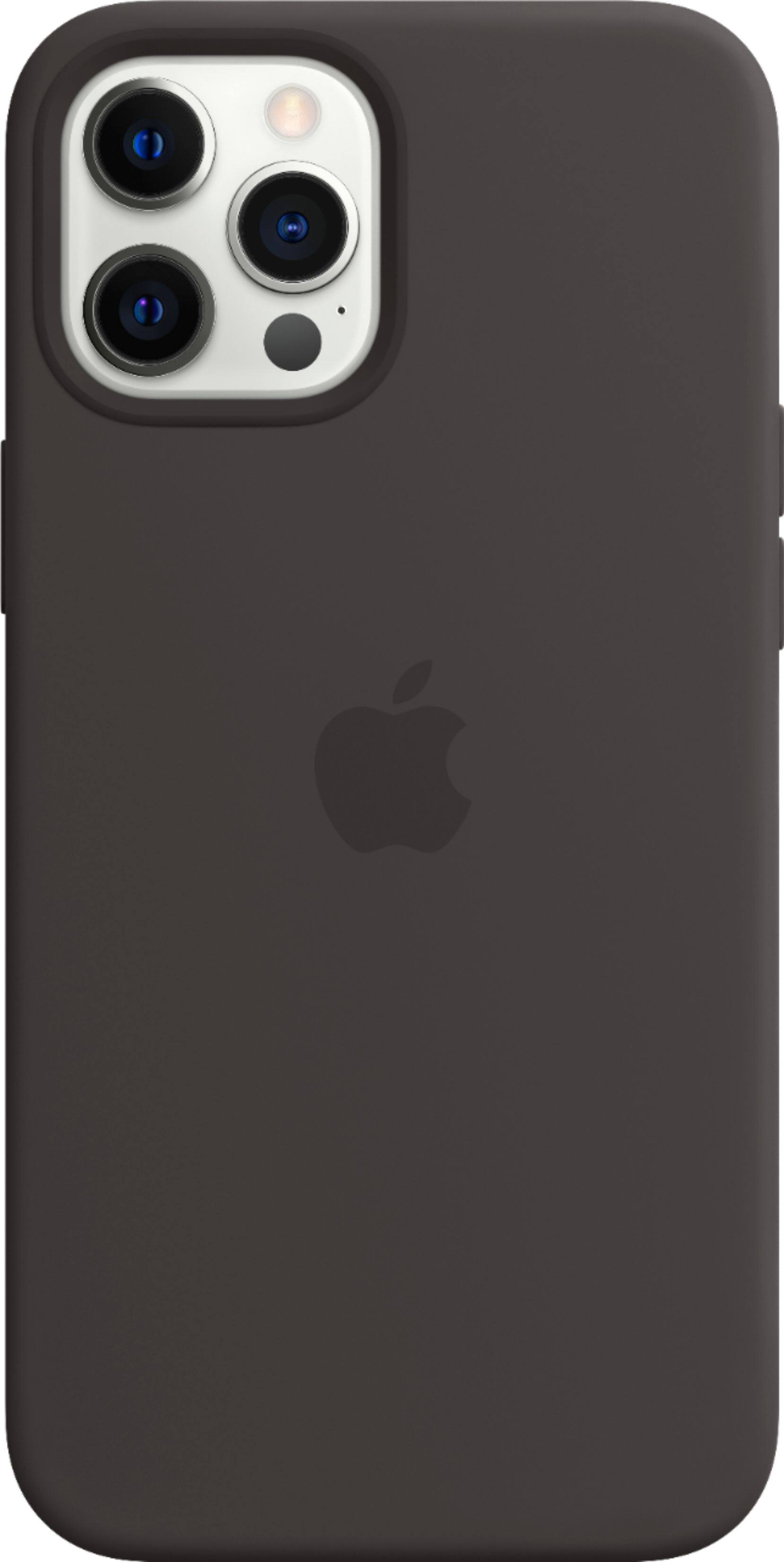 Front. Apple - iPhone 12 and iPhone 12 Pro Leather Case with MagSafe - Black.
