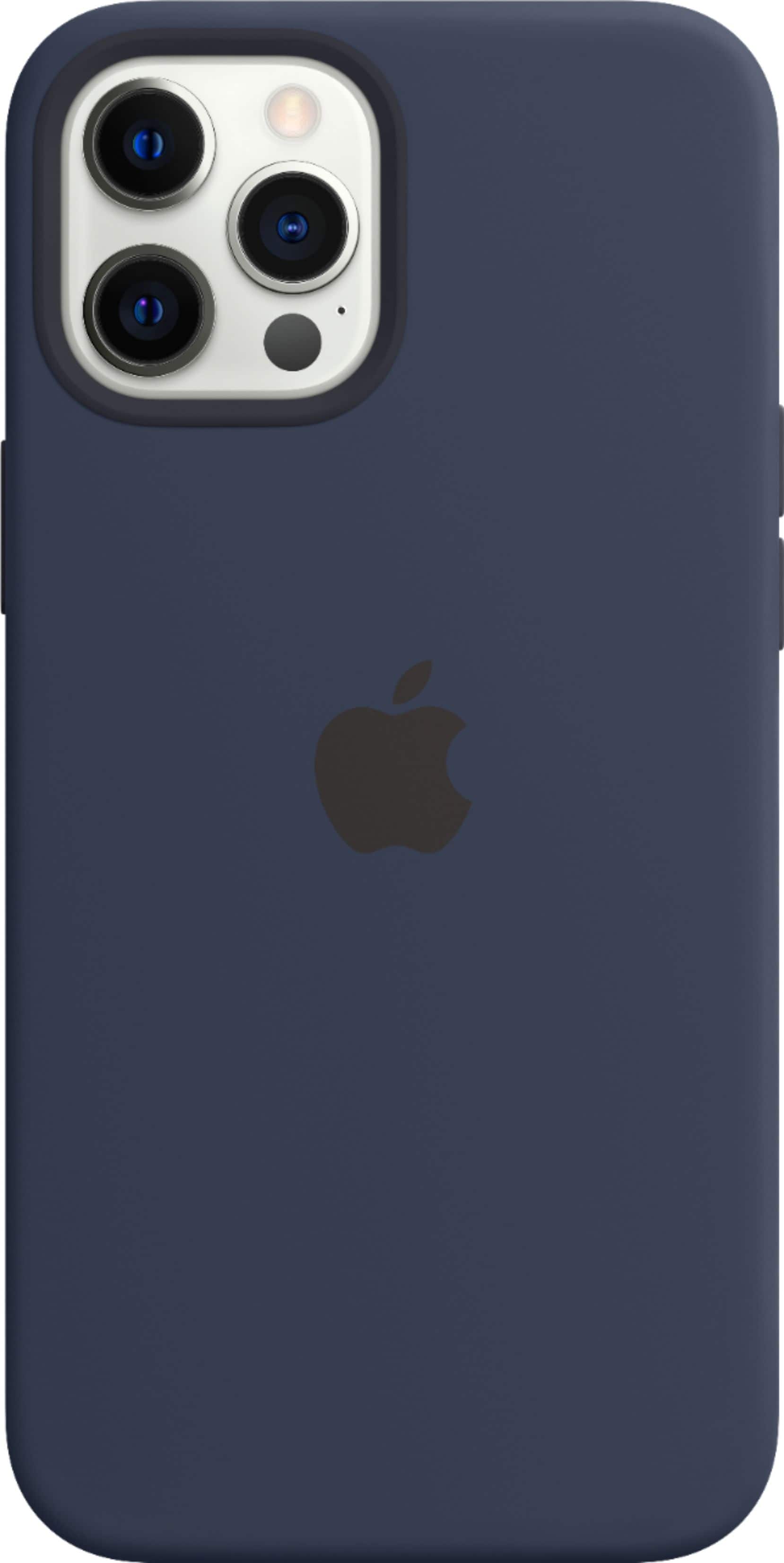 Front. Apple - iPhone 12 and iPhone 12 Pro Silicone Case with MagSafe - Deep Navy.
