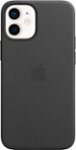Front Zoom. Apple - iPhone 12 mini Leather Case with MagSafe - Black.