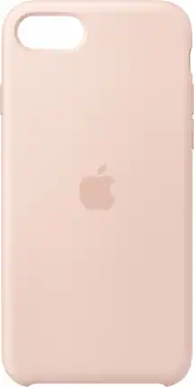 Front. Apple - Silicone Case for Apple® iPhone® SE (2nd Generation) - Pink Sand.
