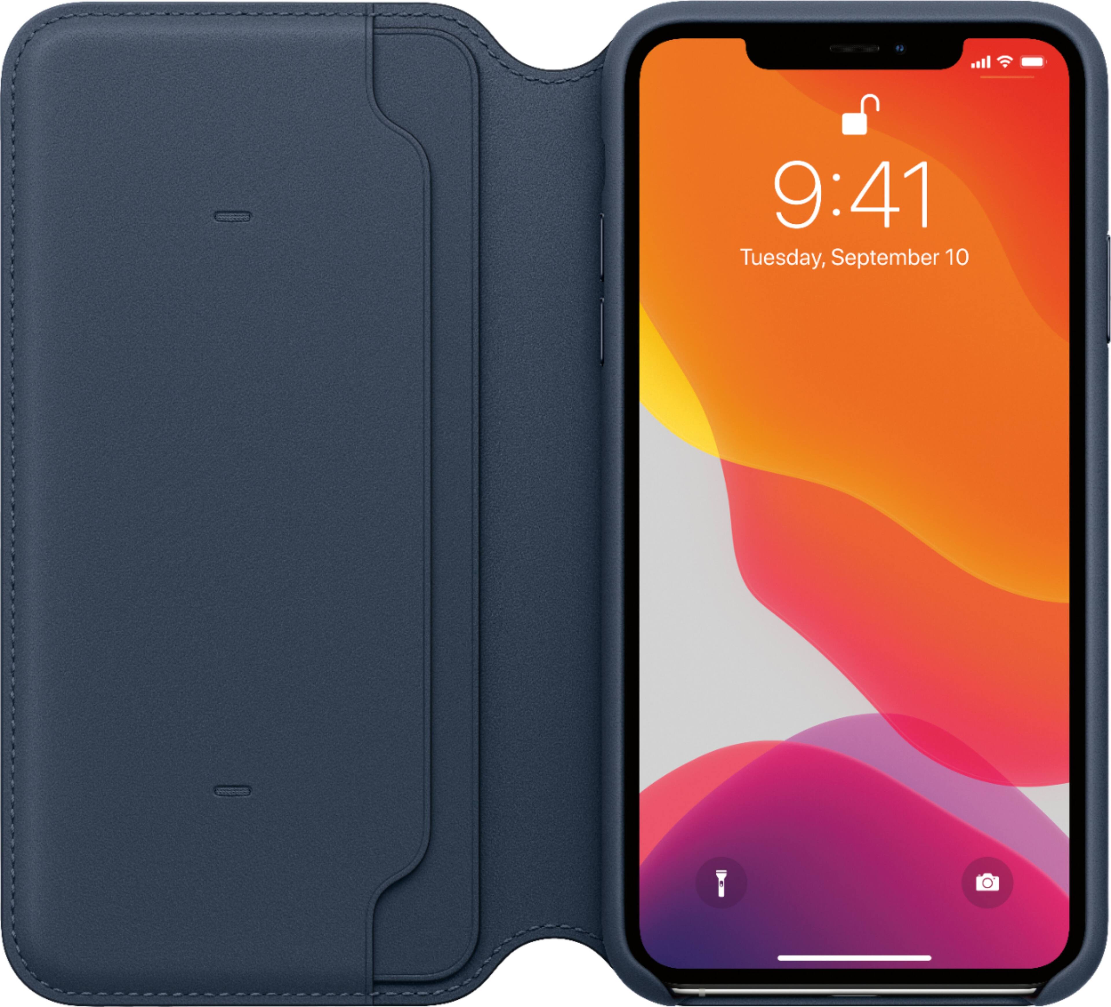 Alt View 12. Apple - iPhone 11 Pro Max Leather Folio - Deep Sea Blue.