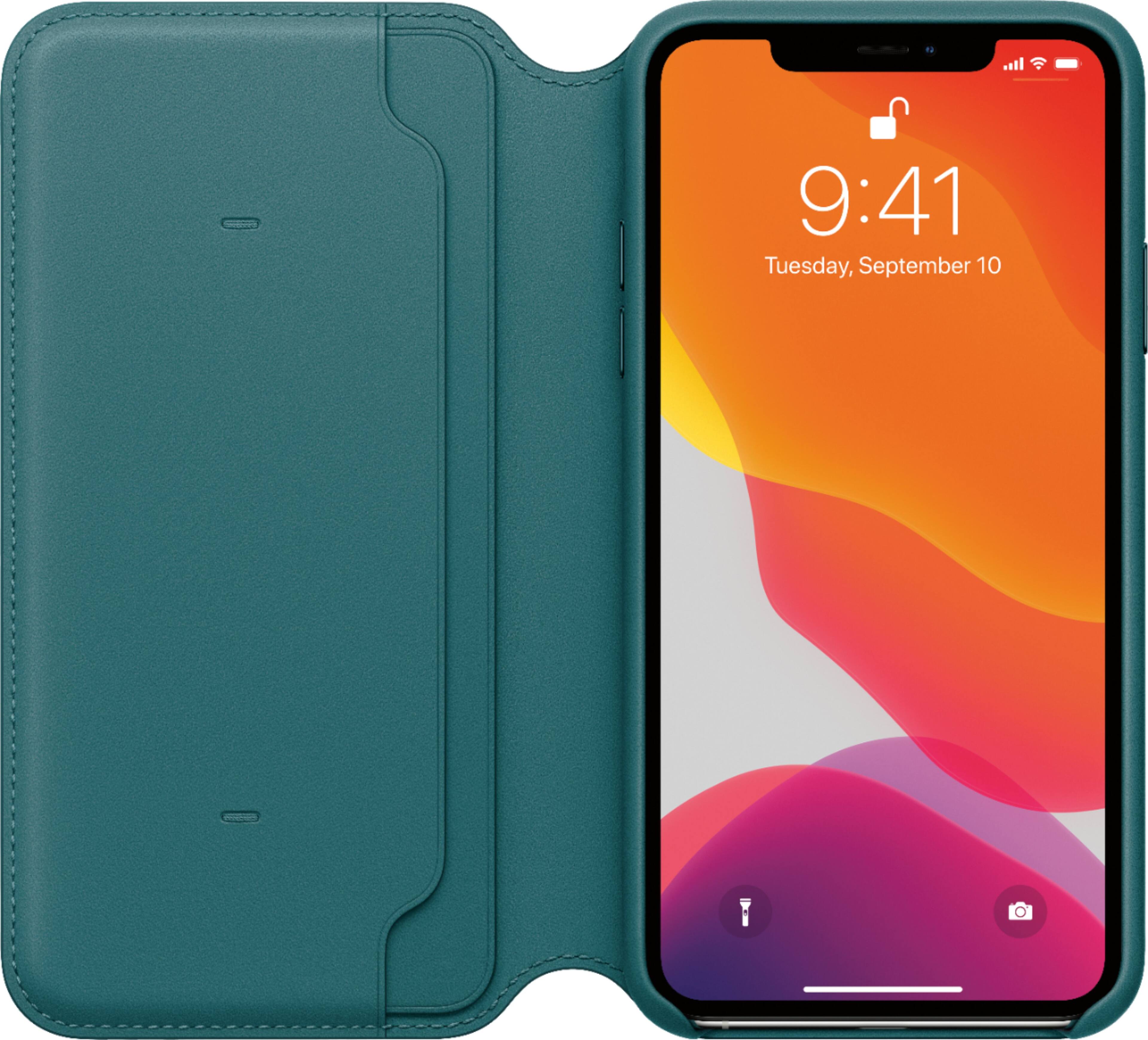 Alt View 12. Apple - iPhone 11 Pro Max Leather Folio - Peacock.