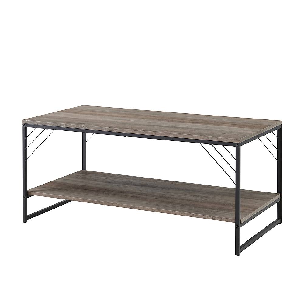 Left View: Walker Edison - Industrial Metal Accent Coffee Table - Gray Wash