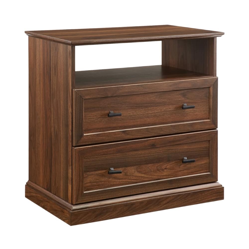 Left View: Walker Edison - Classic 2-Drawer End Table - Dark Walnut