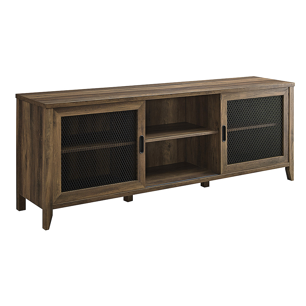 Angle View: Walker Edison - Industrial TV Stand for Most TVs up to 78" - Rustic Oak