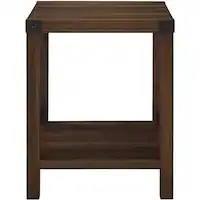 Walker Edison - Farmhouse Metal Accent Side Table - Dark Walnut - Front_Zoom