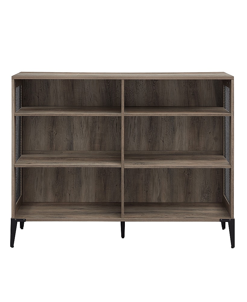 Walker Edison - Industrial Farmhouse Wood 6-Shelf Bookshelf - Gray Wash - Front_Zoom