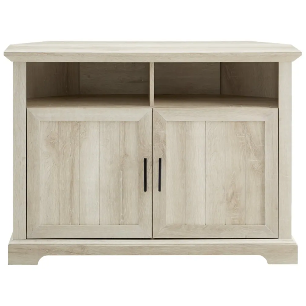 Walker Edison - Corner TV Stand for Most TVs Up to 50" - White Oak