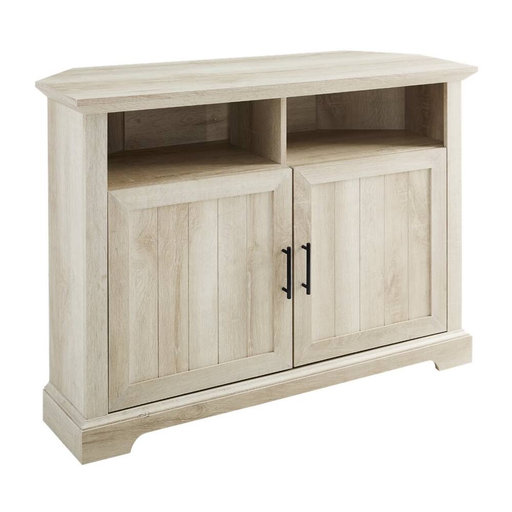 Left. Walker Edison - Corner TV Stand for Most TVs Up to 50" - White Oak.
