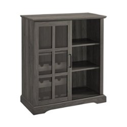 Walker Edison - Bar Cabinet with Sliding Glass Door - Slate Gray - Front_Zoom