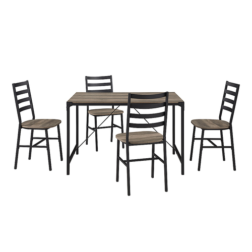 Walker Edison - Industrial Angle Iron Dining Table (Set of 5) - Gray Wash