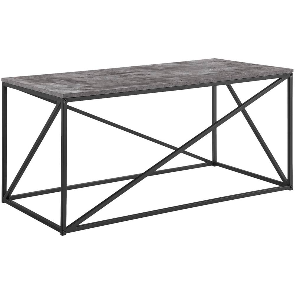 Left View: Walker Edison - Modern Geometric Coffee Table - Dark Concrete