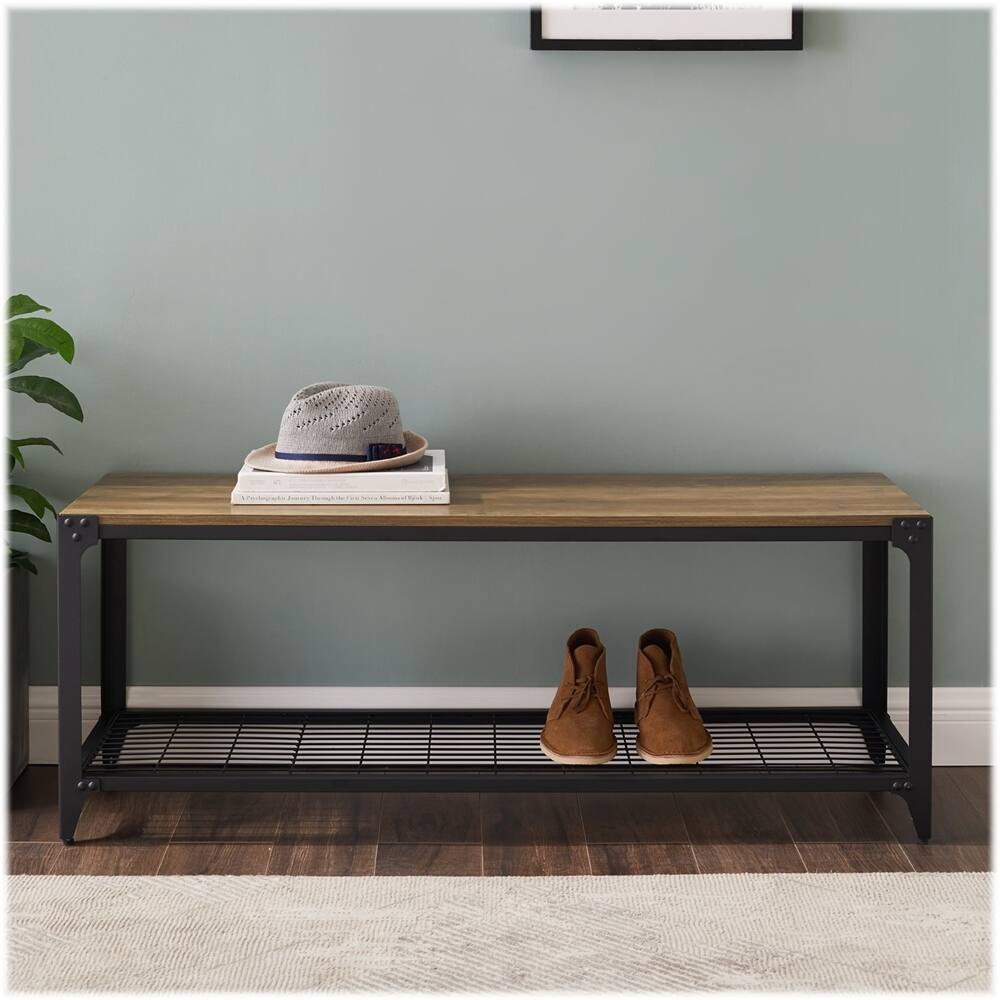 Best Buy: Walker Edison Industrial Modern Entryway Shoe Rack Bench