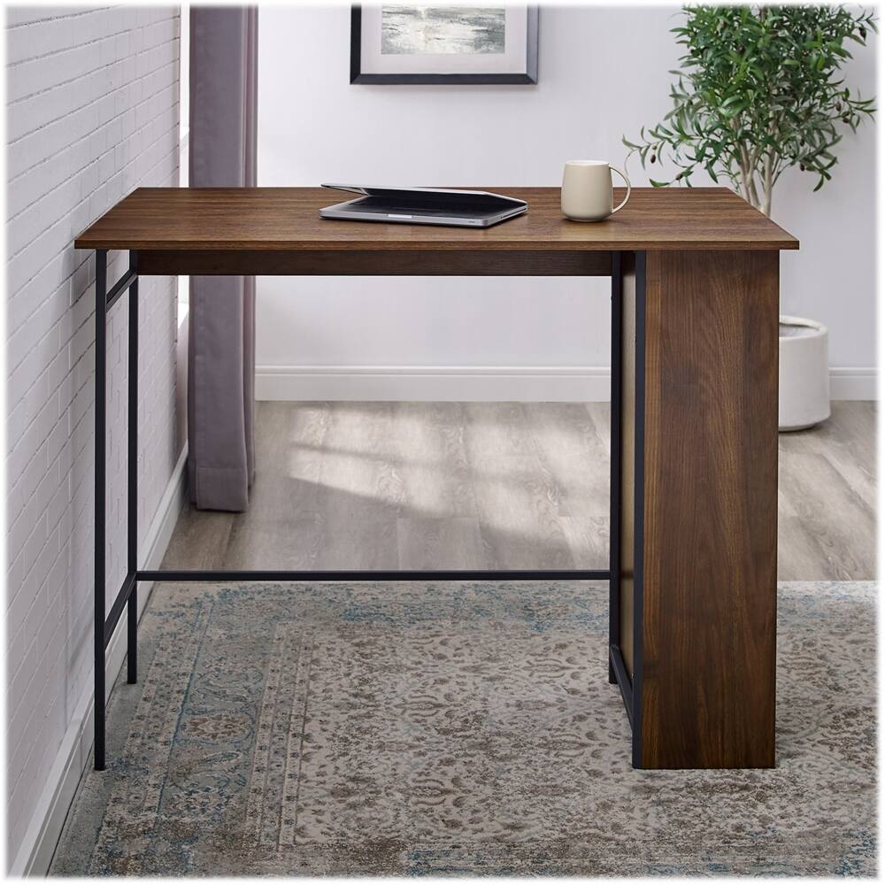Best Buy Walker Edison Rectangular Drop Leaf Counter Table Dark Walnut