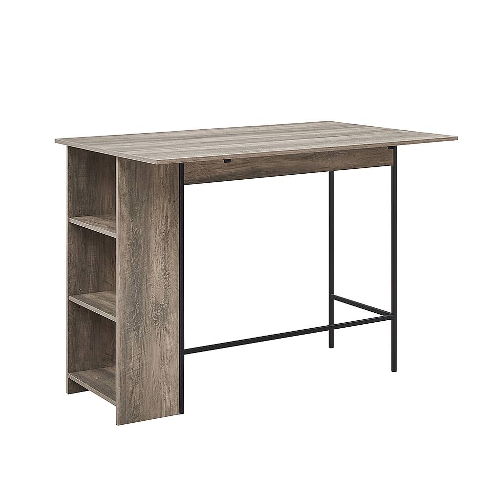 Angle View: Walker Edison - Rectangular Drop Leaf Counter Table - Gray Wash