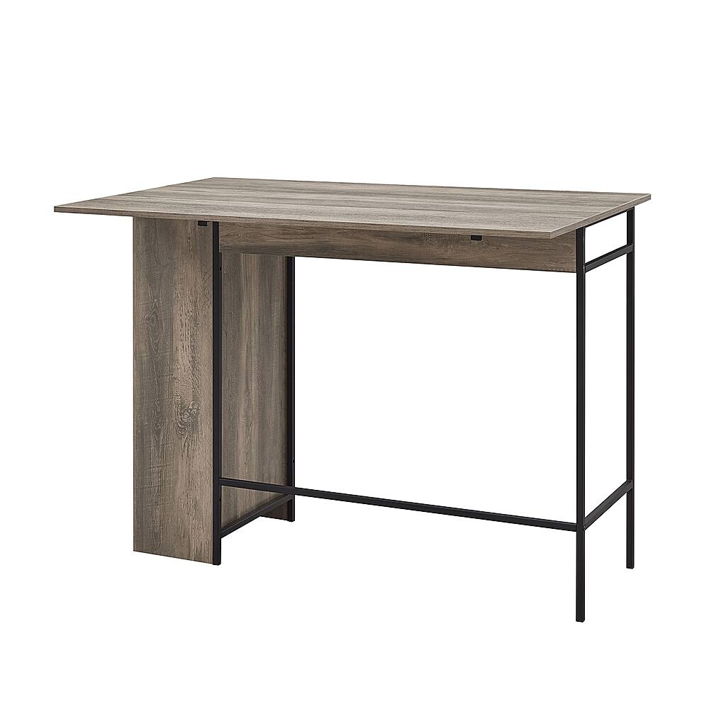 Left View: Walker Edison - Rectangular Drop Leaf Counter Table - Gray Wash