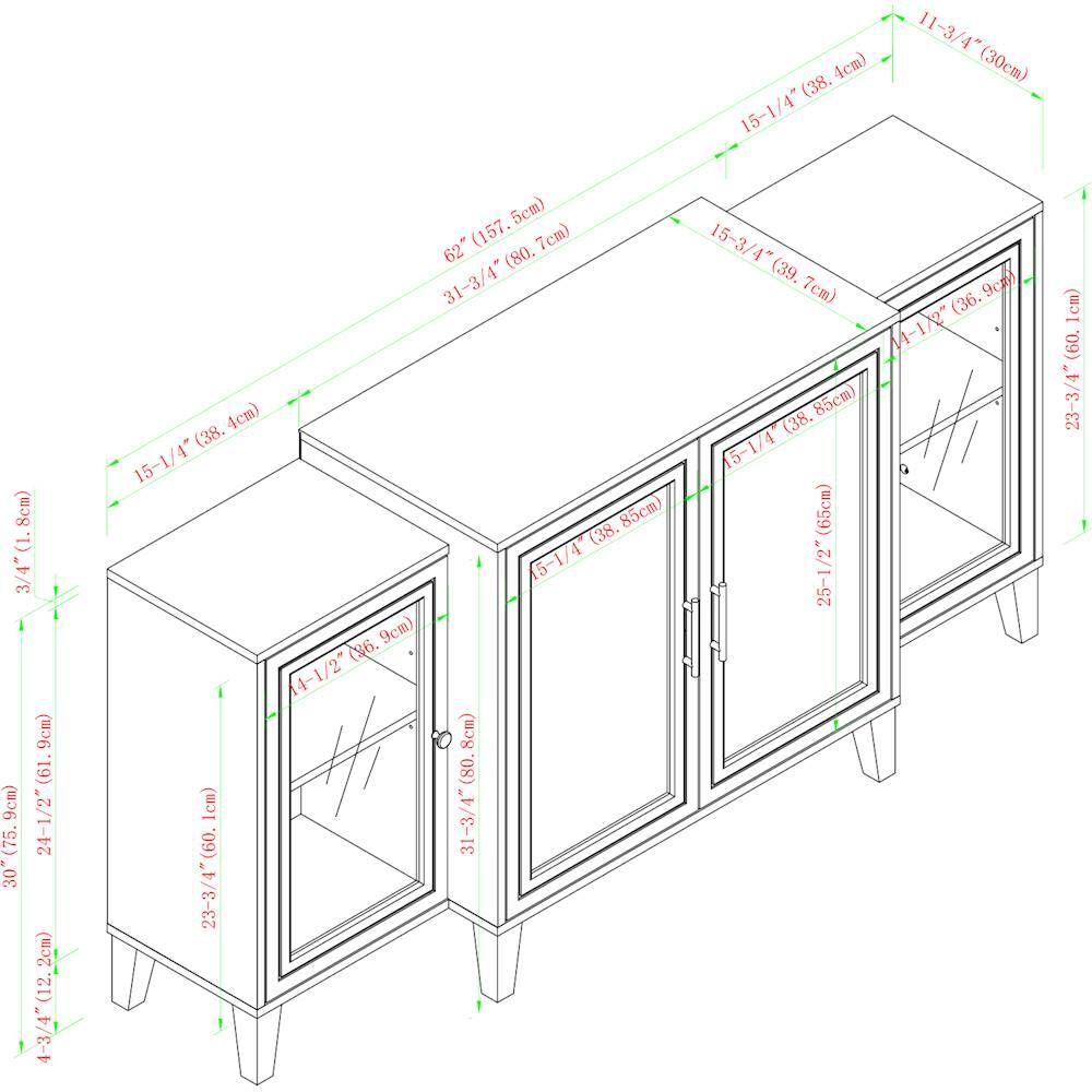 Alt View 14. Walker Edison - Tiered Modern Sideboard - Black.