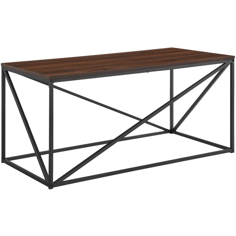 Left View: Walker Edison - Modern Geometric Coffee Table - Dark Walnut