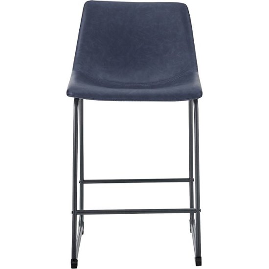 Walker Edison Industrial Faux Leather, Blue Faux Leather Counter Stools