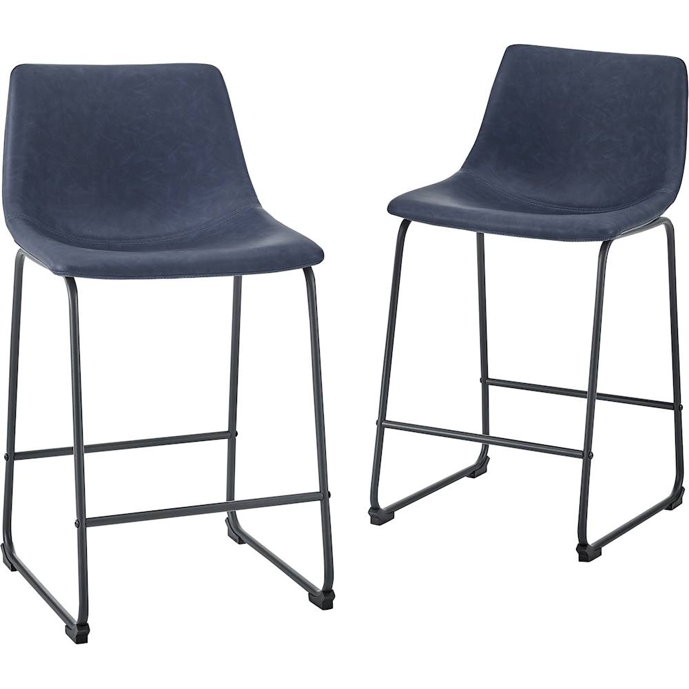 Walker Edison Industrial Faux Leather Counter Stool Set of 2