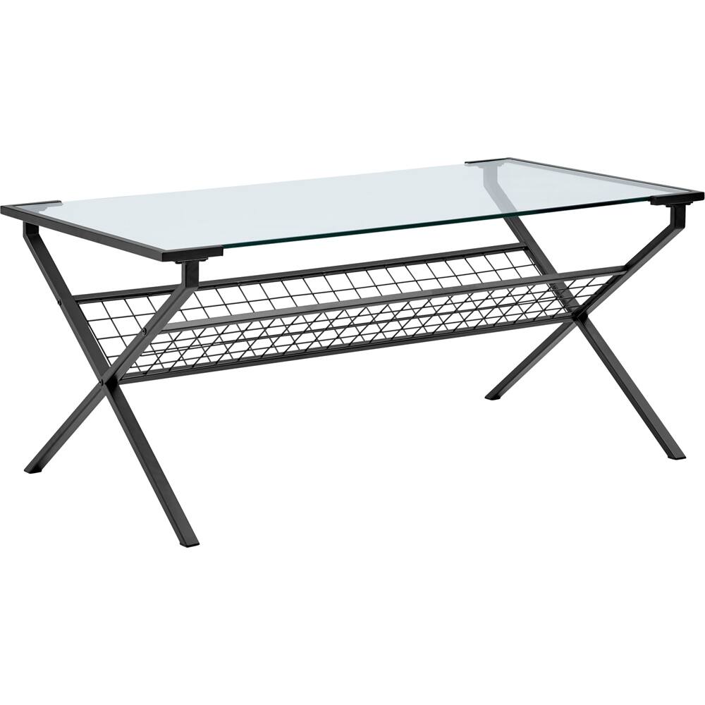 Walker Edison Modern Metal & Glass Coffee Table Black BBF42EVCTBL ...