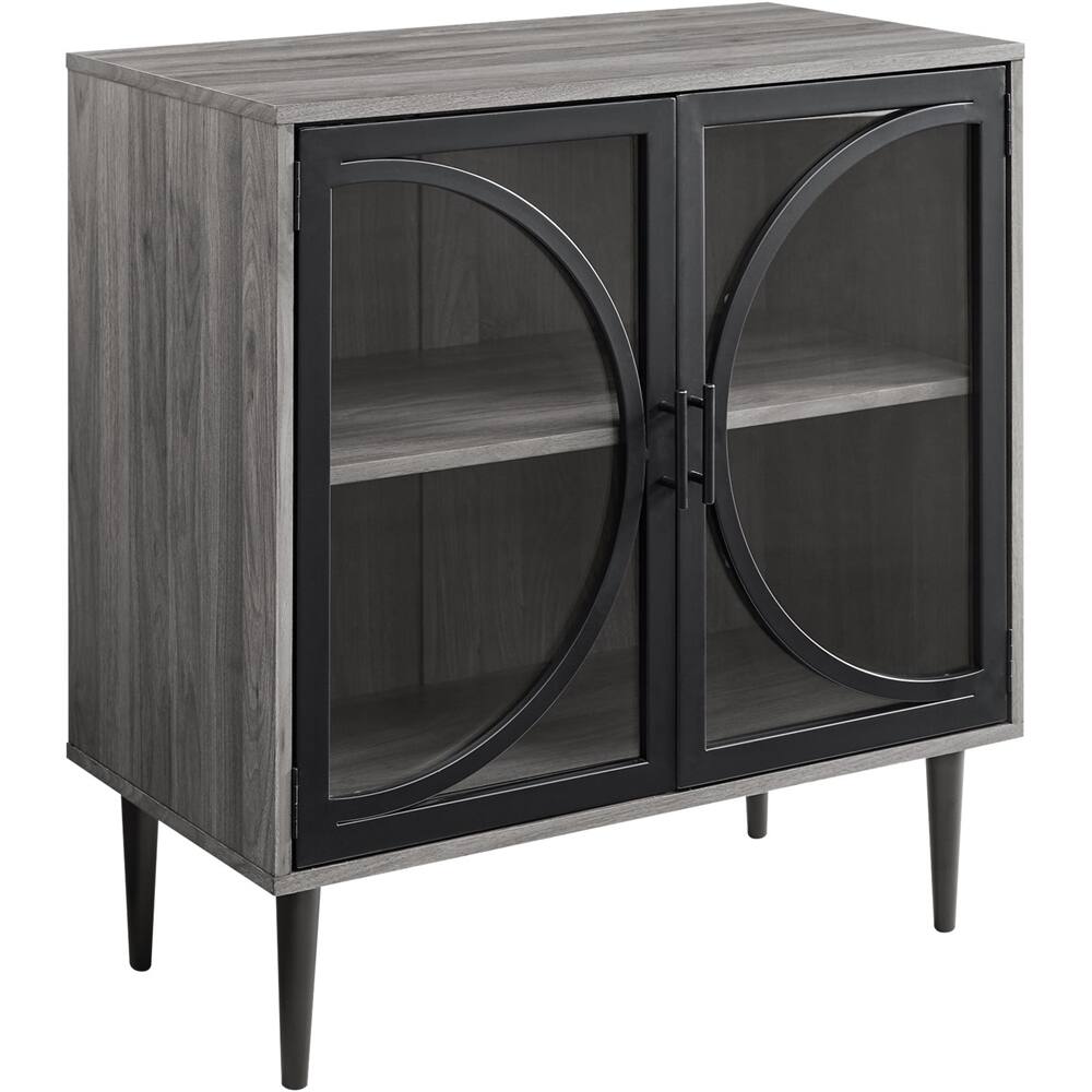 Left View: Walker Edison - Industrial Accent Cabinet - Slate Gray