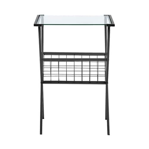 Walker Edison - Modern Metal & Glass Side Table - Black