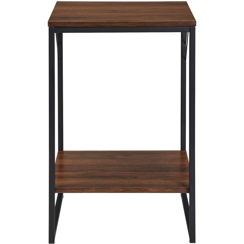Best Buy Walker Edison Industrial Metal Accent Side Table Dark Walnut