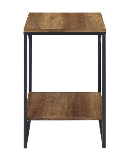 Walker Edison - Industrial Metal Accent Side Table - Reclaimed Barnwood