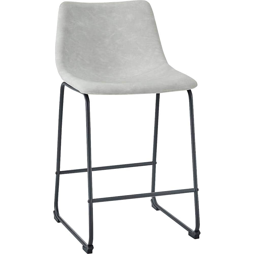 Angle View: Walker Edison - Industrial Faux Leather Counter Stool (Set of 2) - Gray