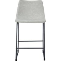 Walker Edison - Industrial Faux Leather Counter Stool (Set of 2) - Gray - Front_Zoom