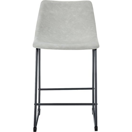 Walker Edison Industrial Faux Leather, Gray Leather Bar Stools Set Of 2