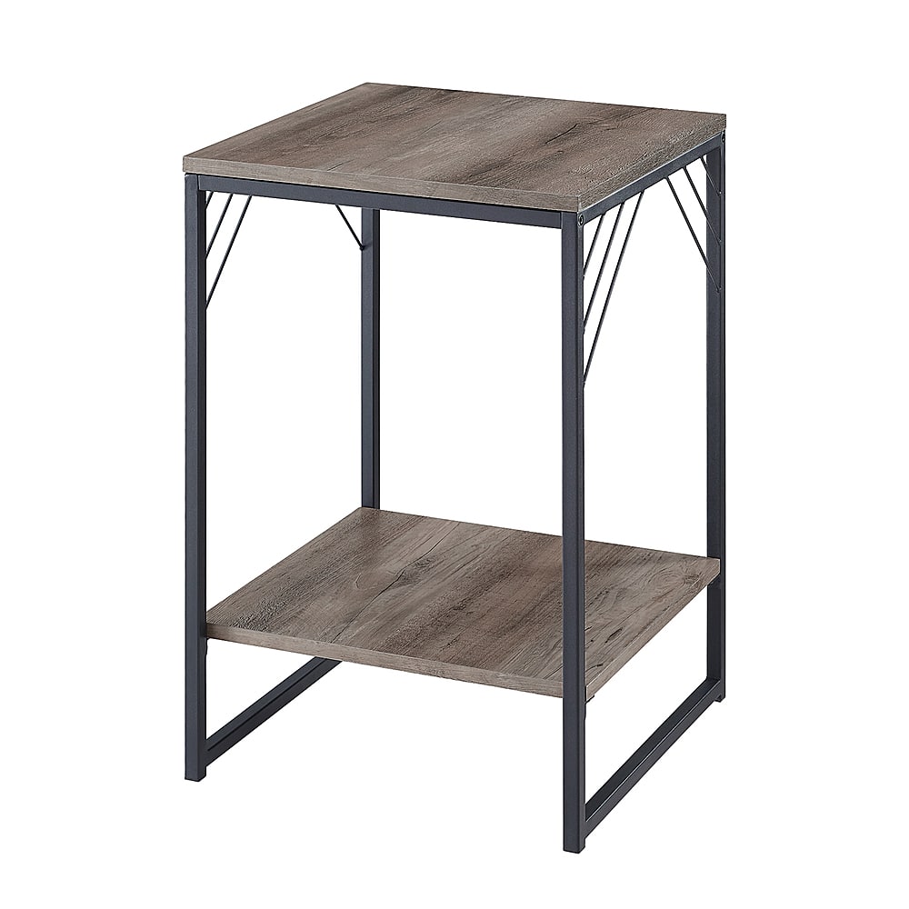 Angle View: Walker Edison - Industrial Metal Accent Side Table - Gray Wash