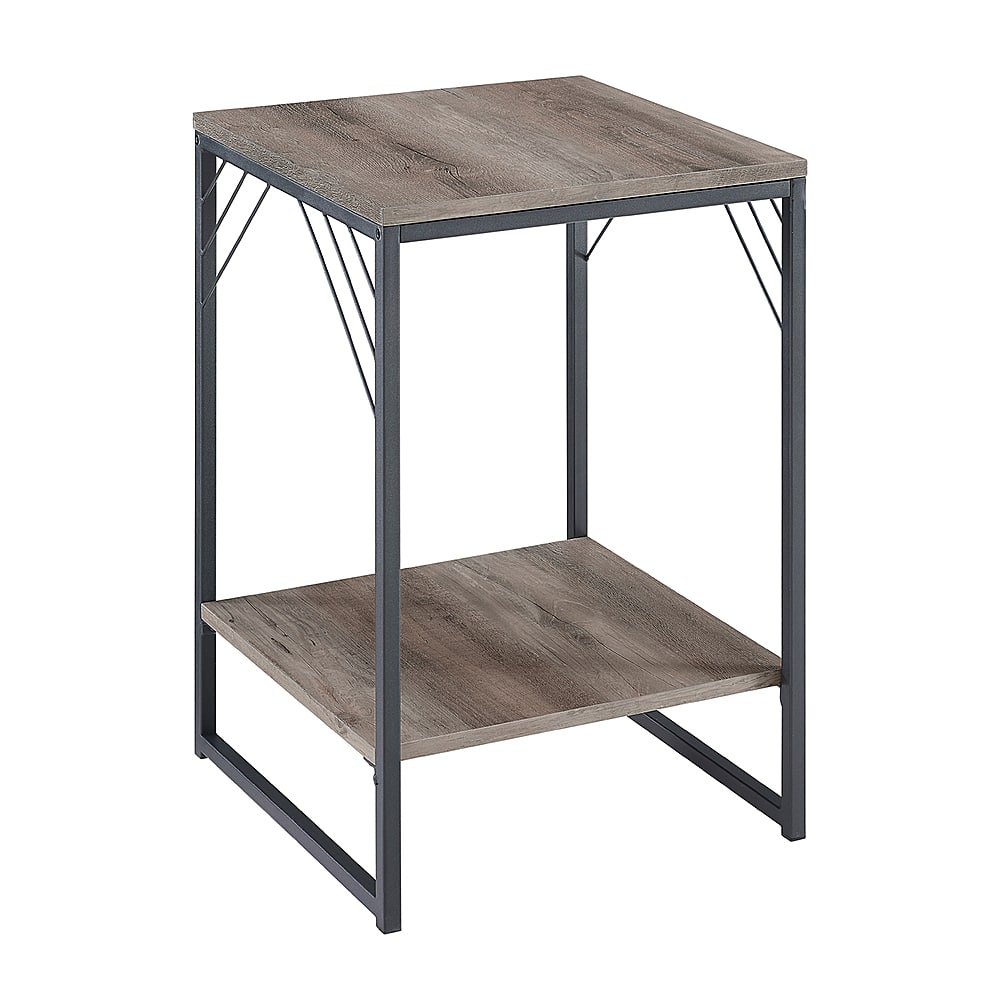 Left View: Walker Edison - Industrial Metal Accent Side Table - Gray Wash