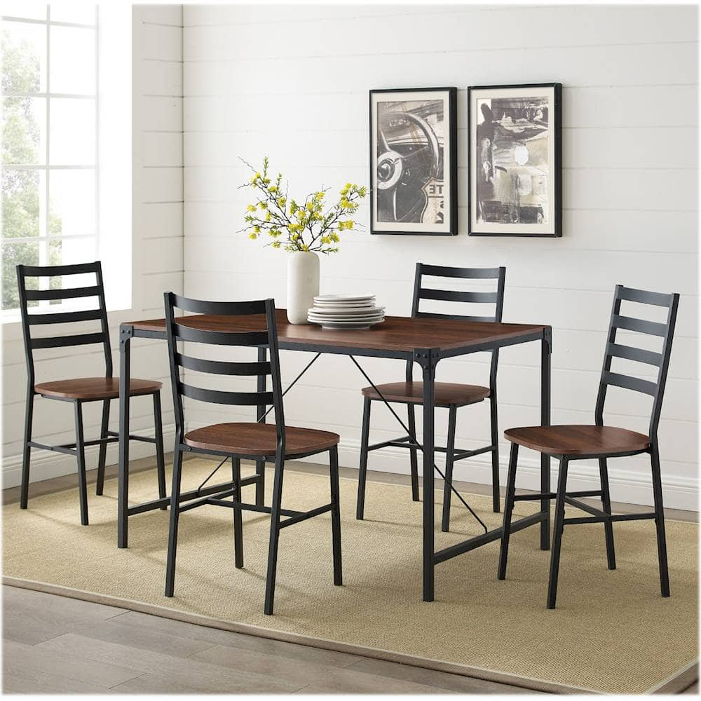 Best Buy: Walker Edison Industrial Angle Iron Dining Table (Set of 5 ...