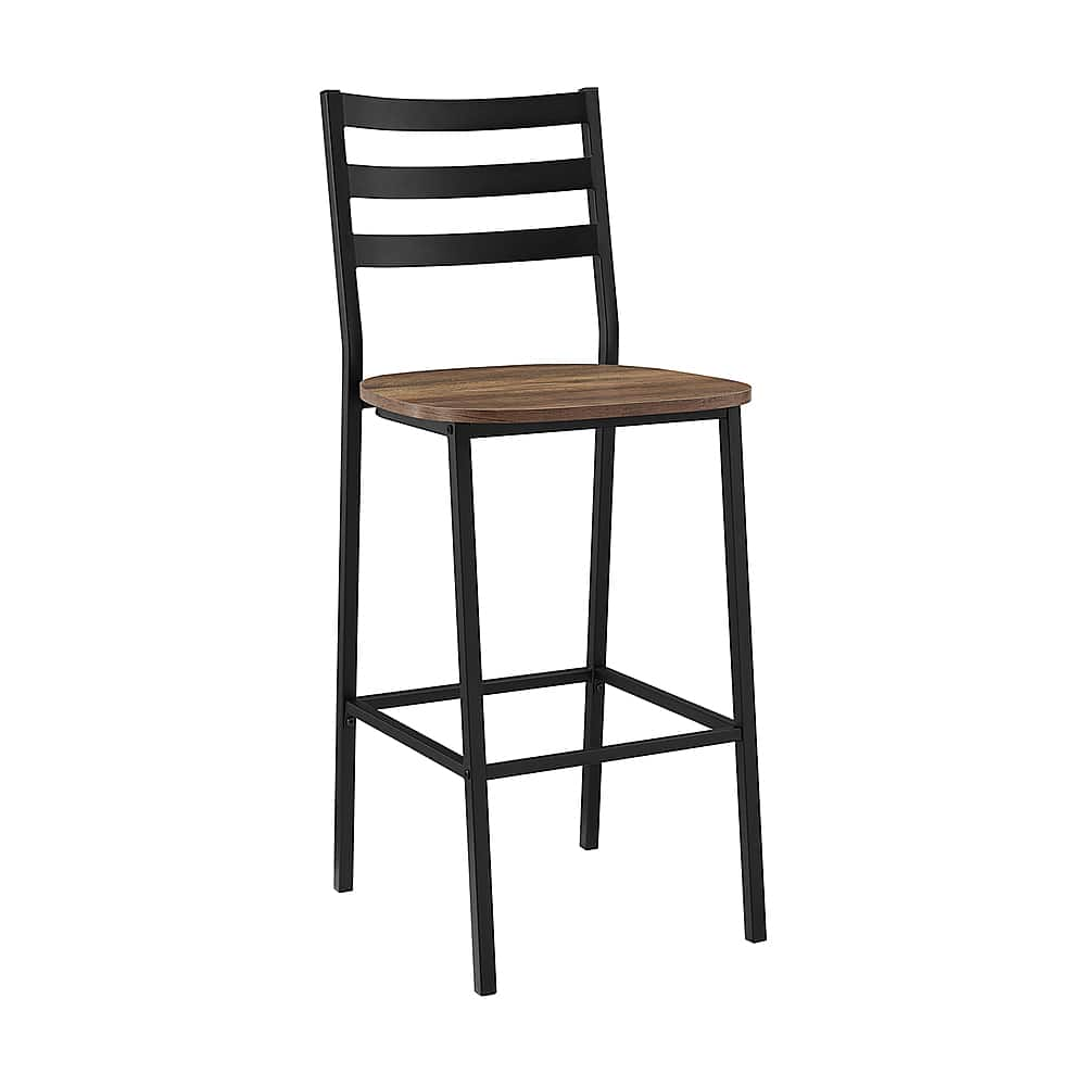 Angle View: Walker Edison - Industrial Slat-Back Counter Stool (2-Pack) - Rustic Oak