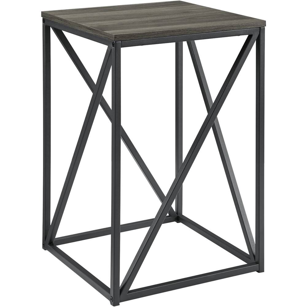 Left View: Walker Edison - Modern Geometric Square Side Table - Slate Gray