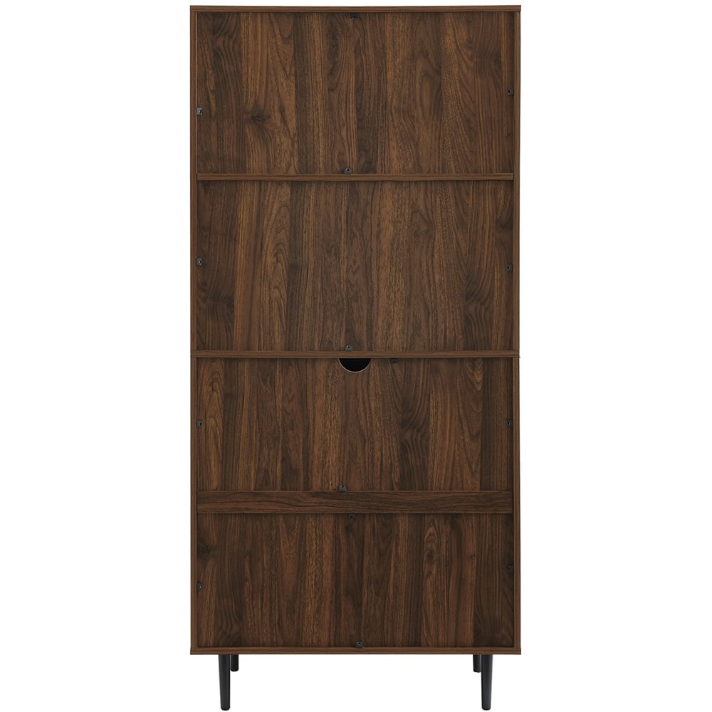 Alt View 12. Walker Edison - 4 Drawer Cabinet Storage Computer Desk with Hutch - Dark Walnut.