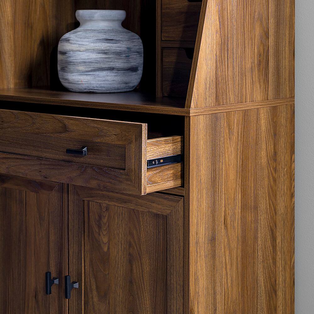 Alt View 20. Walker Edison - 4 Drawer Cabinet Storage Computer Desk with Hutch - Dark Walnut.