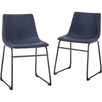 Walker Edison - 18" Industrial Faux Leather Dining Chairs (Set of 2) - Blue - Front_Zoom