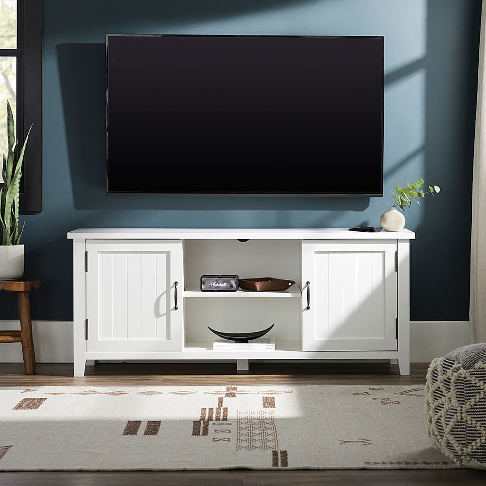 Alt View 37. Walker Edison - Modern Farmhouse TV Stand for Most TVs Up to 64" - Solid White.