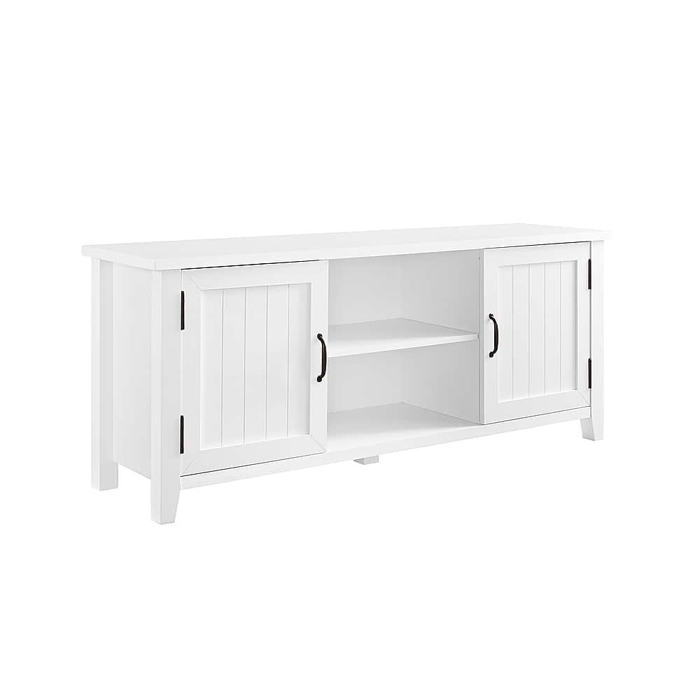 Angle. Walker Edison - Modern Farmhouse TV Stand for Most TVs Up to 64" - Solid White.