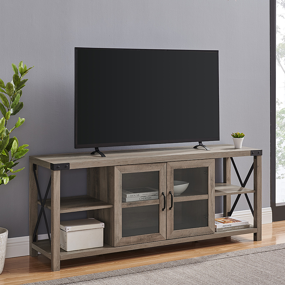 Walker Edison Farmhouse Metal X TV Stand Cabinet for Most TVs Up to 65 ...