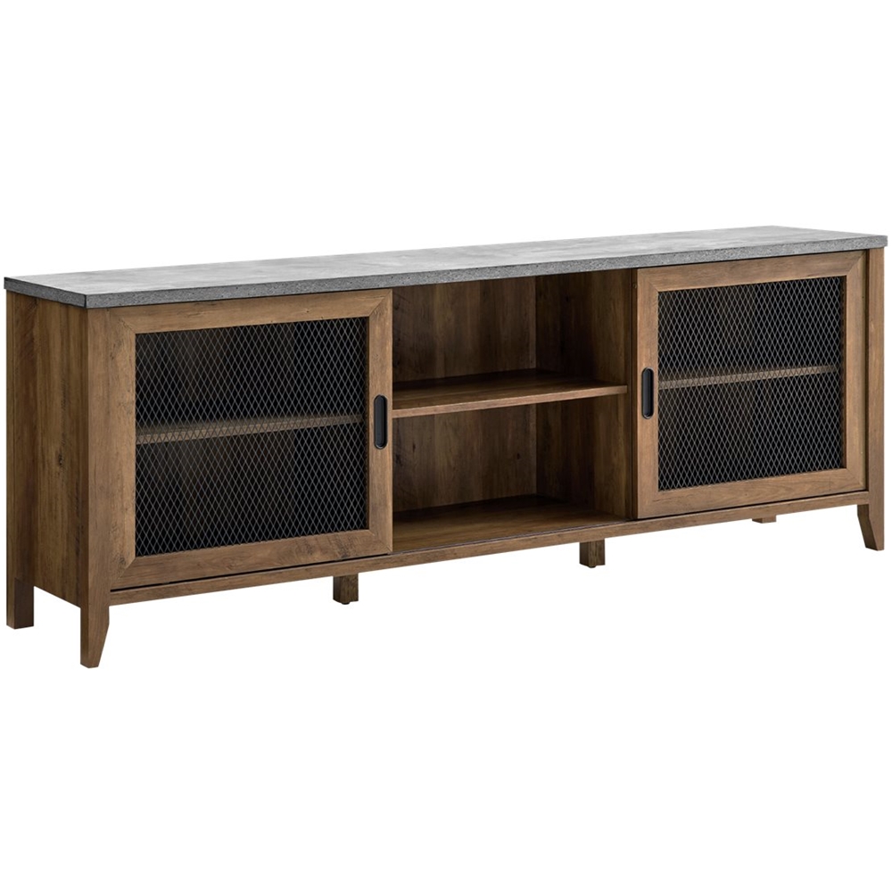 Left View: Walker Edison - Industrial TV Stand for Most TVs up to 78" - Dark Concrete/Oak