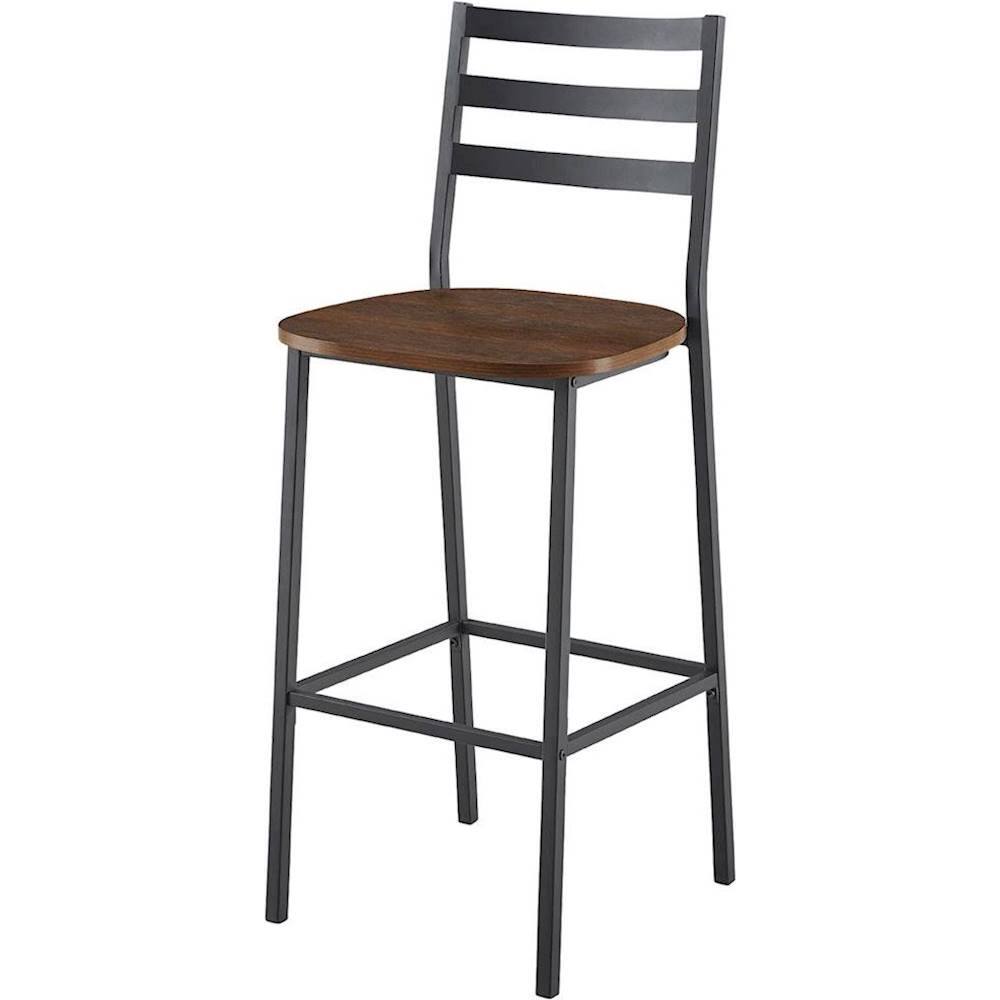 Angle View: Walker Edison - Industrial Faux Leather Barstool (Set of 2) - Gray