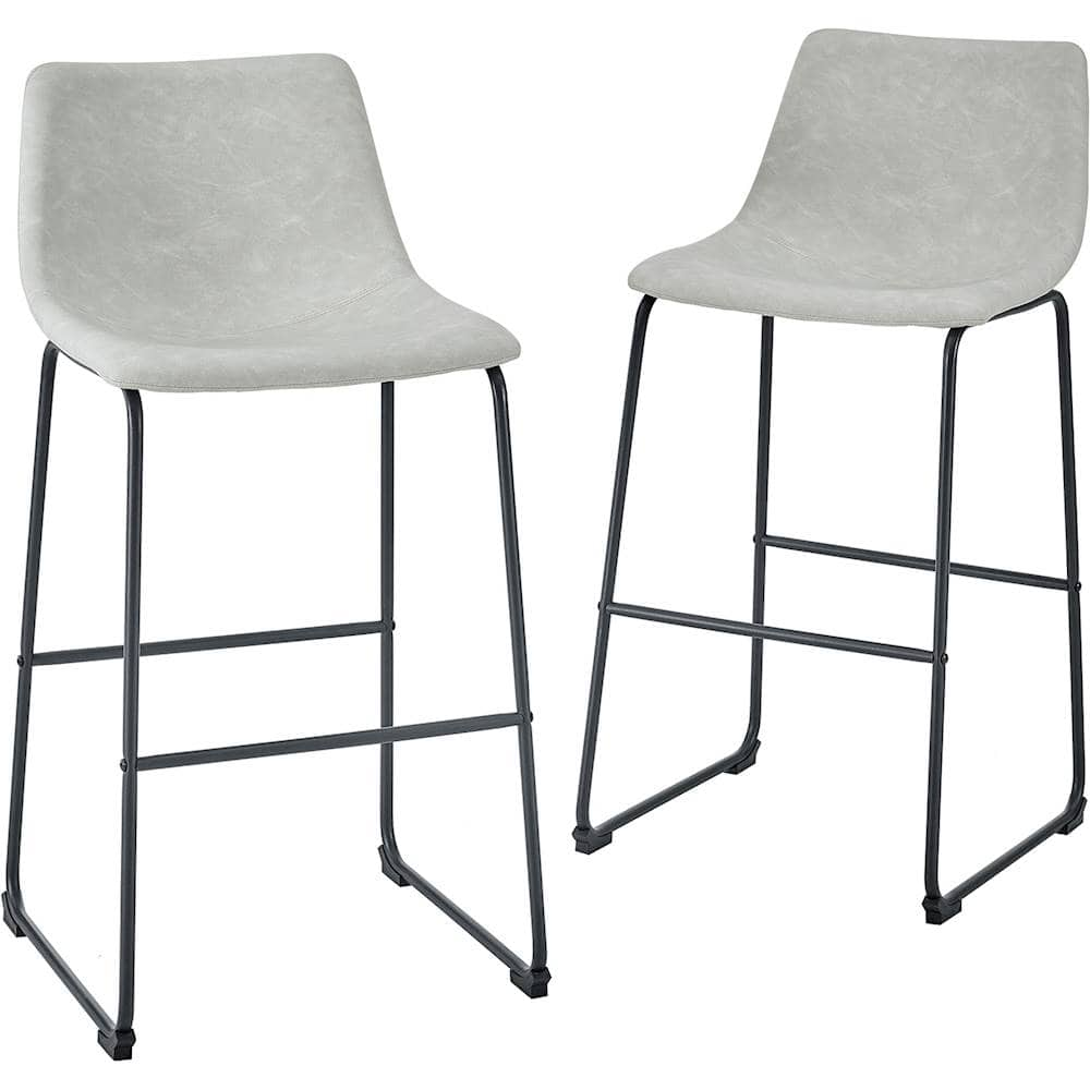 Walker Edison – Industrial Faux Leather Barstool (Set of 2) – Gray Sansujyuku sansujyuku.com