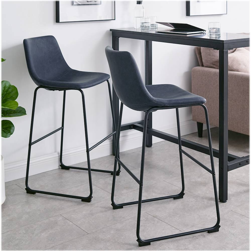 Best Buy Walker Edison Industrial Faux Leather Barstool (Set of 2